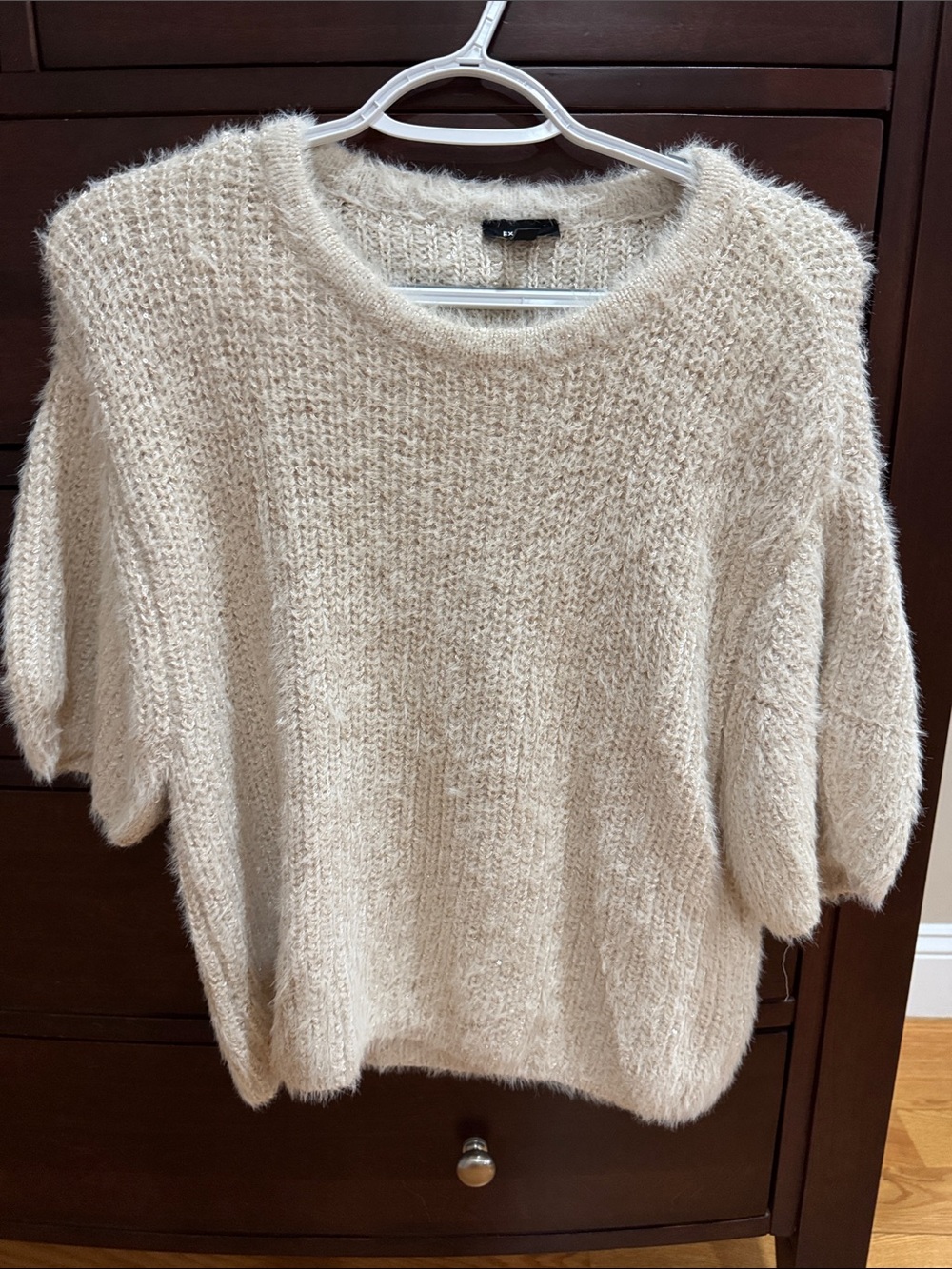 Cozy Cream Fuzzy Sequence Knit Women's Sweater